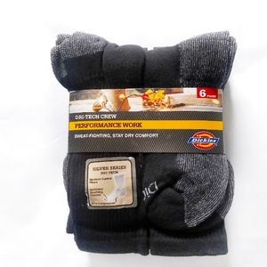 Dickies Black Crew Socks Performance Work Sweat Fighting Stay Dry Comfort